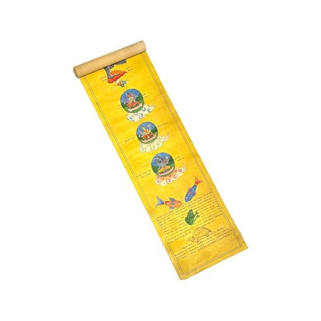 【USED】Vintage Indian Region Hand-Painted Hindu Tantric Cosmological Scroll