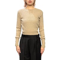 【USED】90's GIVENCHY Boutiques Logo Gold Button Cable Knit Wool Sweater Beige