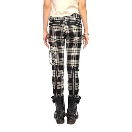 【USED】90's-00's 666 Black & White Plaid Bondage Pants