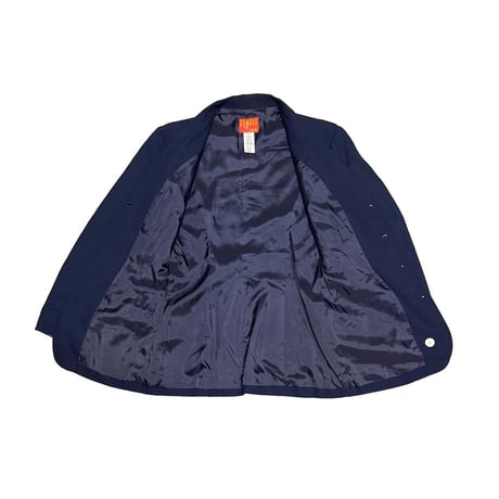 【USED】80's-90's KENZO JUNGLE France Made Linen Blend Tailored Jacket Navy