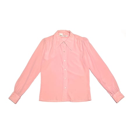 【USED】70's-80's SAINT LAURENT rive gauche Silk Puff Sleeve Blouse Pink