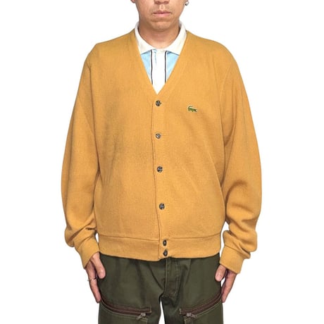 【USED】60's IZOD LACOSTE Acrylic Knit Cardigan Mustard Made in USA