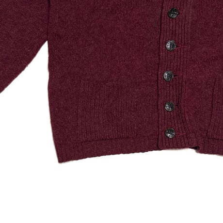 【USED】70's Simpsons HUNT CLUB Shetland Wool Cardigan Burgundy