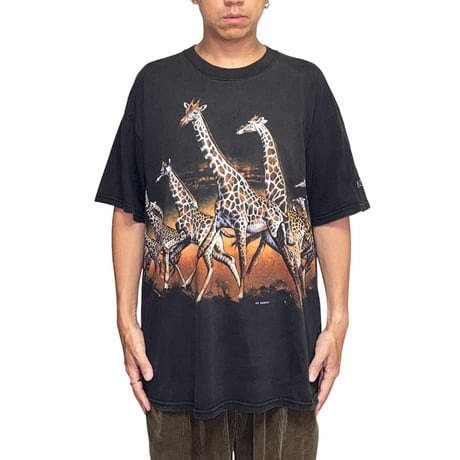 【USED】90's-00's Bronx Zoo Giraffe Parade Animal Print T-shirt