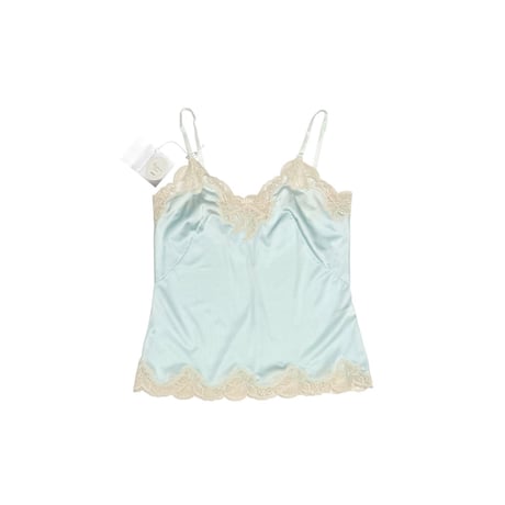 【DEAD STOCK 】80's-90's Christian Dior Lingerie Lace Camisole Pale Blue