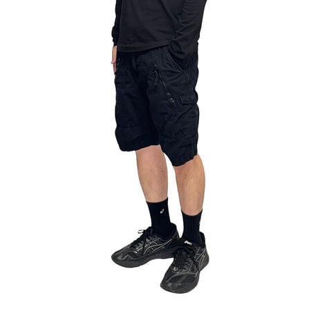 【USED】ARMANI EXCHANGE 2016SS Ripstop Zip Cargo Shorts Black
