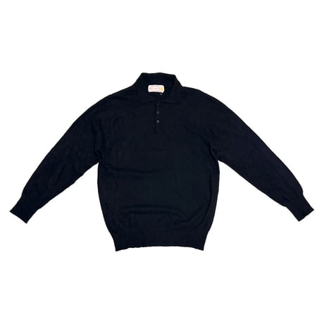 【USED】80's Hogg of Hawick Cashmere L/S Knit Polo Black