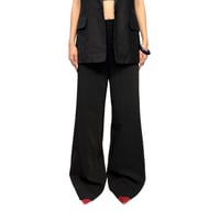 【USED】00's CHANEL UNIFORM Wide Flared Trousers Black