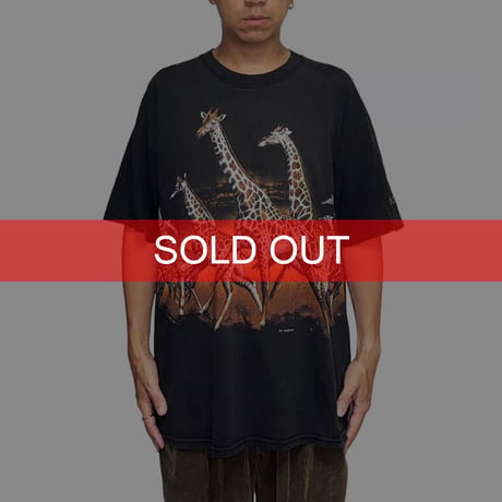 【USED】90's-00's Bronx Zoo Giraffe Parade Animal Print T-shirt