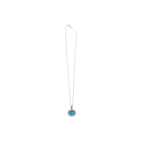 【BOOMBABA BOUTIQUE】(No.26)Sterling w/ Turquoise Flower Necklace 925 sterling silver; turquoise