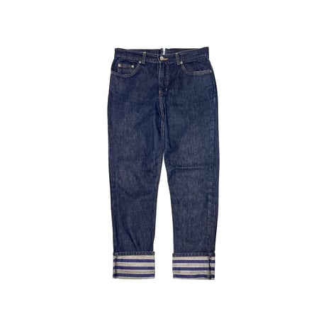 【USED】00's Jean Paul GAULTIER × LA REDOUTE Striped Selvedge Turn-Up Denim Pants
