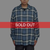 【USED】90's CLASSICS BY JANTZEN Blue Plaid Zip-Up Flannel Shirt