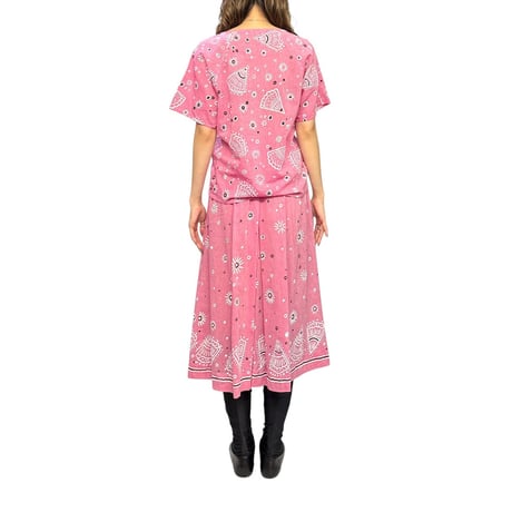【USED】80's RODIER PARIS Bandana Print Top & Long Skirt Set