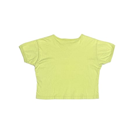 【USED】90's NIKE Tennis Center Logo Cropped T-shirt Lime Green