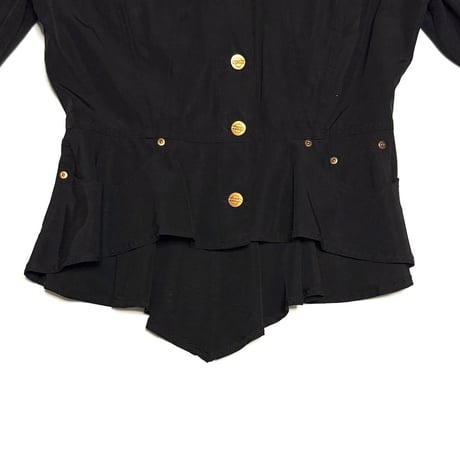 【USED】90's JUNIOR GAULTIER Peplum Trucker Jacket Black