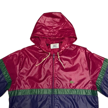 【USED】70's-80's IZOD LACOSTE Color Block Nylon Hooded Jacket