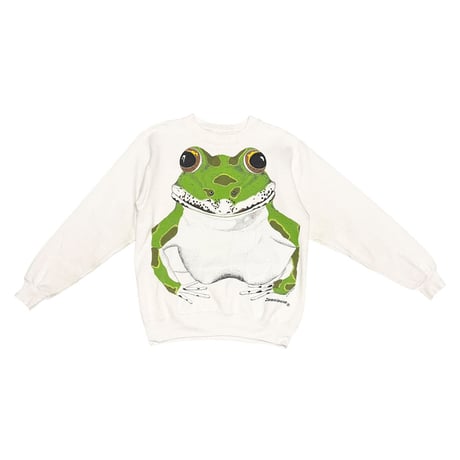 【USED】80's Zoosloose Giant Frog Double-Sided Print Sweatshirt White