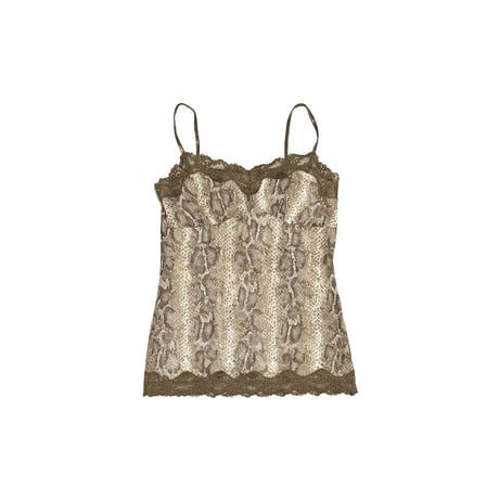 【USED】00s Snake Print Mesh & Lace Lingerie Camisole