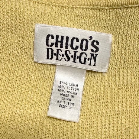 【USED】90's CHICO’S DESIGN Linen Blend Boat Neck Knit Sweater Lemon Yellow