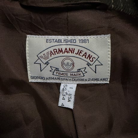 【USED】90's ARMANI JEANS Brown Pinstripe Wool Tailored Jacket Made in Italy
