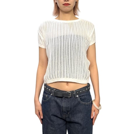【USED】90's agnes b. PARIS Sheer Rib Knit T-Shirt Made in France