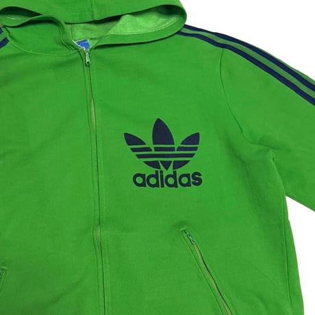 【USED】70's adidas VENTEX Trefoil Hooded Track Jacket Green Made in France