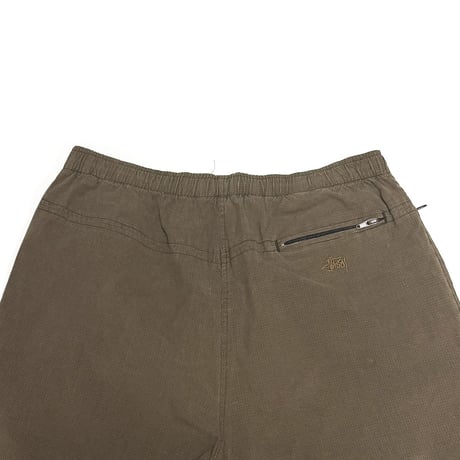 【USED】90's-00's STUSSY Zip Pocket Check Easy Pants Olive Brown