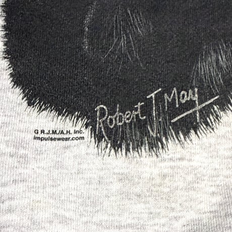 【USED】90's Robert J. May Black Labrador Retriever Art Sweatshirt Gray