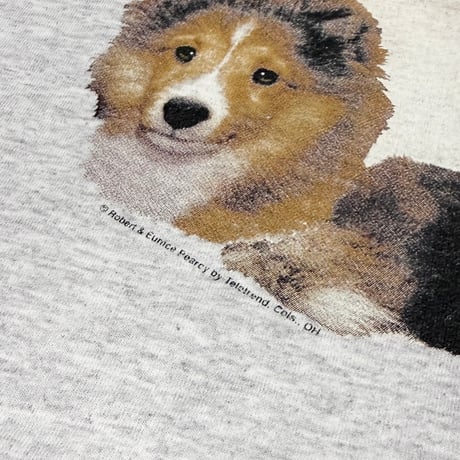 【USED】90's Robert & Eunice Pearcy by Teletrend, Cols., OH Shetland Sheepdog Photo Print Sweatshirt