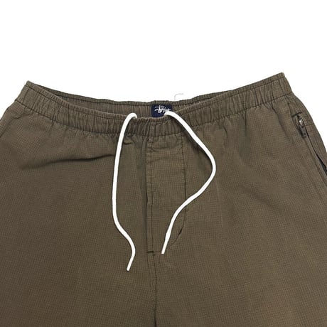 【USED】90's-00's STUSSY Zip Pocket Check Easy Pants Olive Brown
