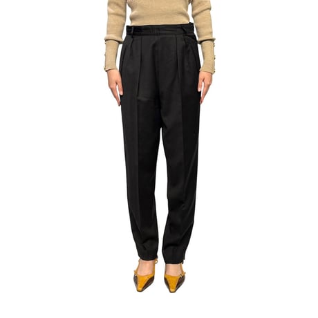 【USED】90's GIVENCHY PARIS Made in France Wool & Cashmere 2-Tuck Tapered Trousers