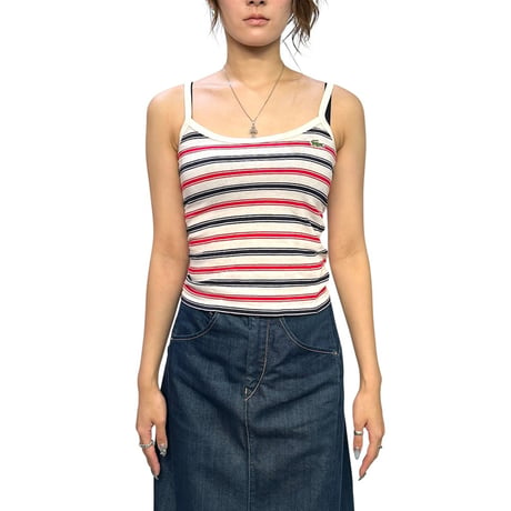【USED】80's LACOSTE Striped Camisole Made in France
