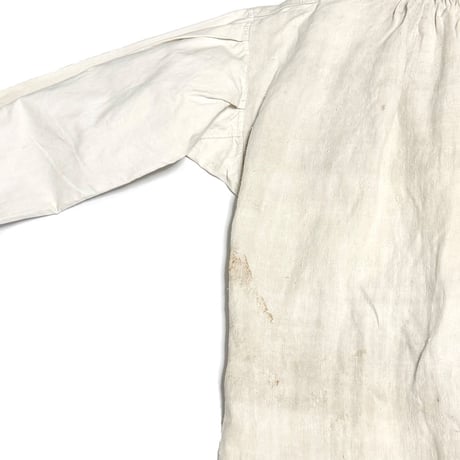【USED】1920's French Antique Linen Pleated Smock Shirt