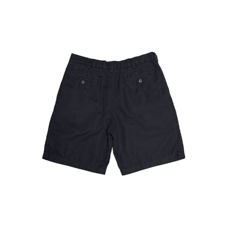 【USED】00's Caribbean Cotton Linen Two-Tuck Shorts Black