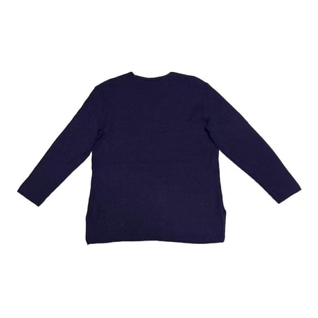 【USED】90's-00's UN DEUX TROIS V-Neck Ribbed Knit Sweater Navy