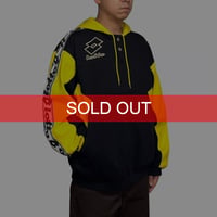 【USED】90's-00's Lotto Logo Tape Pullover Sweat Hoodie Black/Yellow