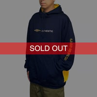 【USED】00's UMBRO AUTHENTIC Logo Hoodie Navy × Yellow