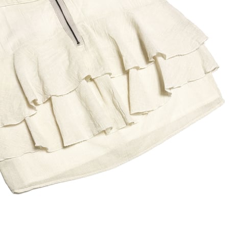 【USED】90's-00's Euro Vintage Crinkle Cotton Striped Tiered Mini Skirt