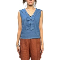【USED】70's MARINA JOY Jeweled Sailor Collar Bow Knit Vest Made in France