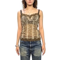 【USED】00s Snake Print Mesh & Lace Lingerie Camisole