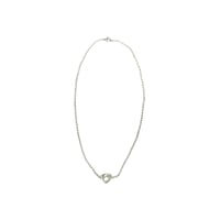 【USED】Vintage 925 Sterling Silver Heart Knot Ball Chain Necklace
