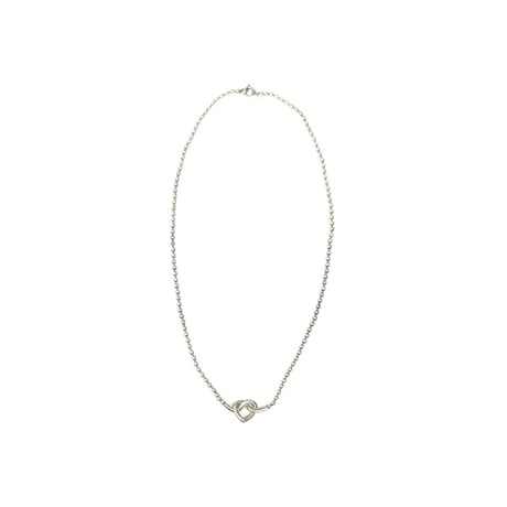 【USED】Vintage 925 Sterling Silver Heart Knot Ball Chain Necklace