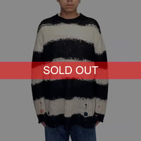 【USED】2020AW Acne Studios Distressed Striped Mohair-Blend Knit Sweater