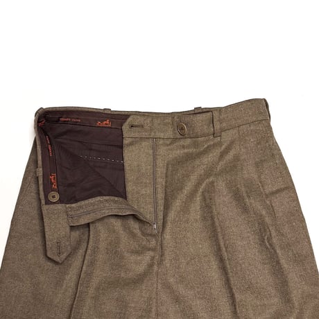 【USED】00's HERMÈS by Jean Paul Gaultier 2-Tuck Virgin Wool Wide Trousers