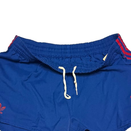 【USED】80's adidas DESCENTE Numbering Running Shorts Blue × Red