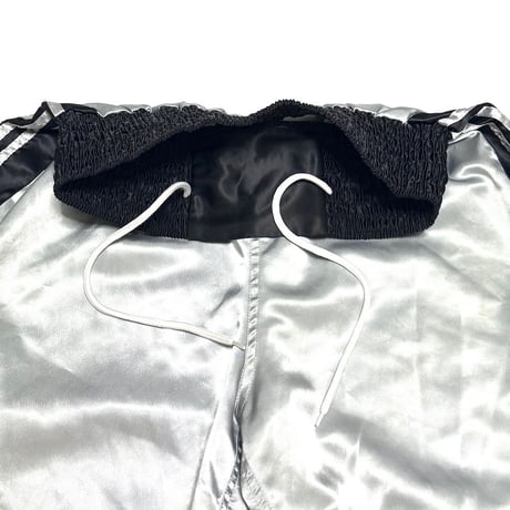 【USED】00's adidas Satin Boxing Shorts Silver × Black