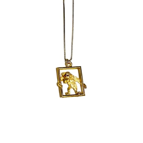 【BOOMBABA BOUTIQUE】(No.36) Framed Monkey Pendant Necklace 925 sterling; gold-filled