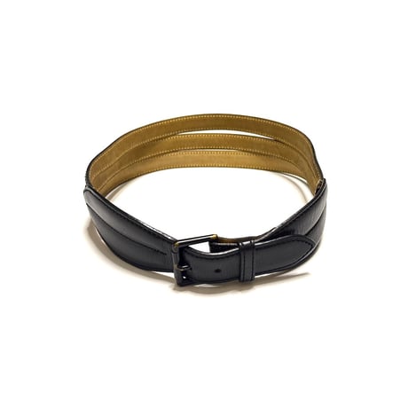 【USED】80's ALAÏA Triple Strap Leather Wide Belt Black