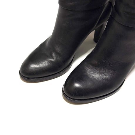 【USED】90's Veronique Branquinho Leather High Heel Long Boots Black