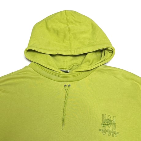 【USED】90's NIKE "BEAVERTON OREGON" Attached Hood Sweat Hoodie Lime Green